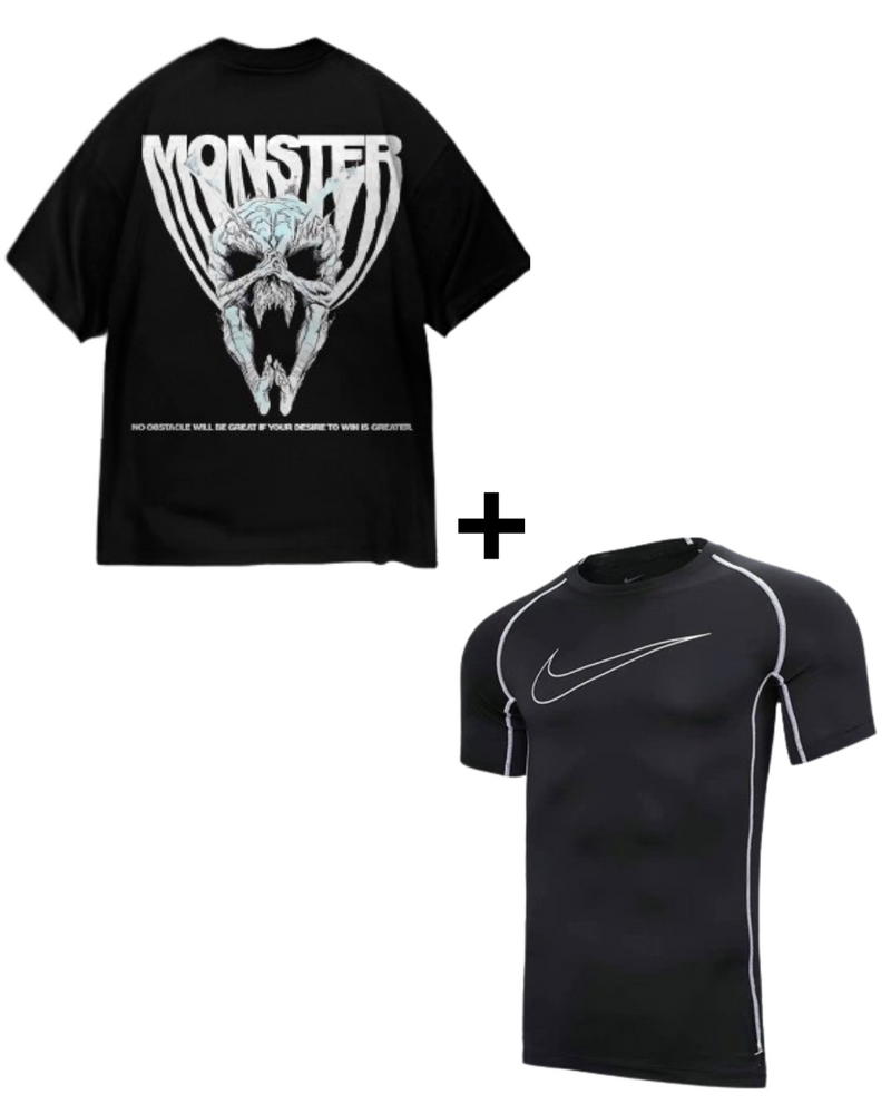 Kit Camisa Oversized MONSTER + Camisa de Compressão NIKE